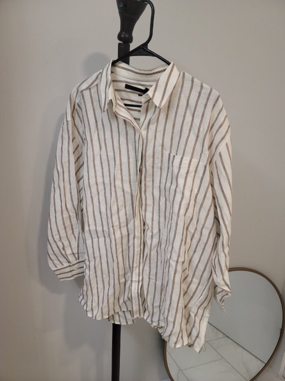 Jenni Kayne Women's Linen Logan Shirt Natural Size M New NWT Brown